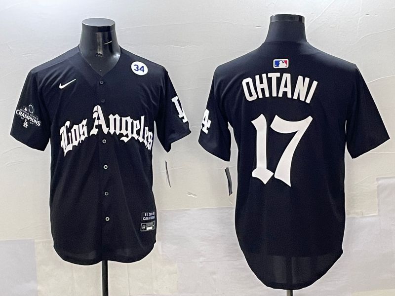 Men Los Angeles Dodgers #17 Ohtani Black Five generations Joint Name 2025 Nike MLB Jersey style 40->los angeles dodgers->MLB Jersey